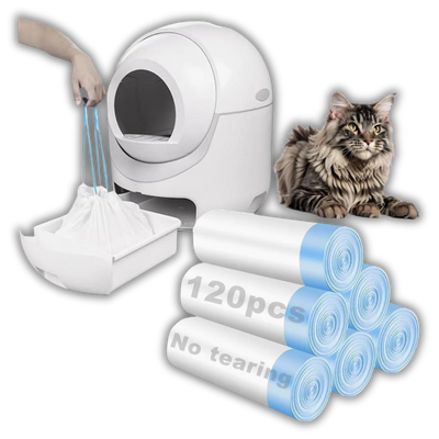 120pcs Cat Litter Box Liners with Drawstring